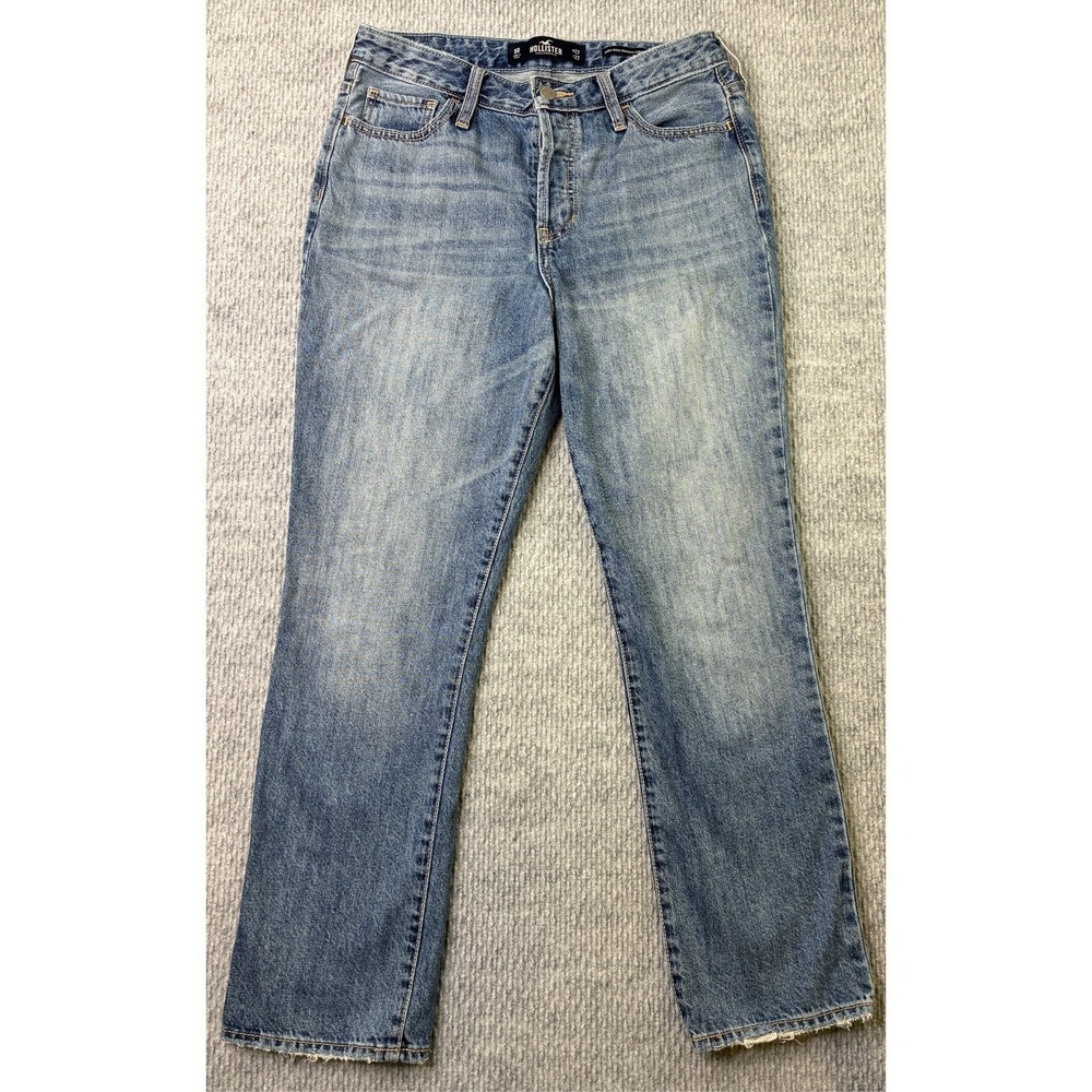 Hollister Womens 5R W27 High Rise Vintage Straight Jeans Blue Raw Hem Cotton